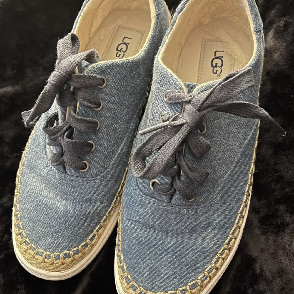 UGG Eyan II Denim Canvas Lace Up Shoes Sz 7